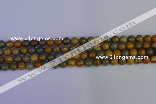 CPJ452 15.5 inches 8mm round wildhorse picture jasper beads