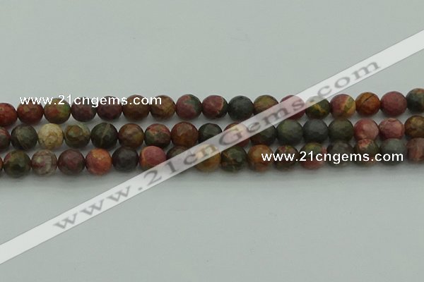 CPJ532 15.5 inches 8mm faceted round picasso jasper beads
