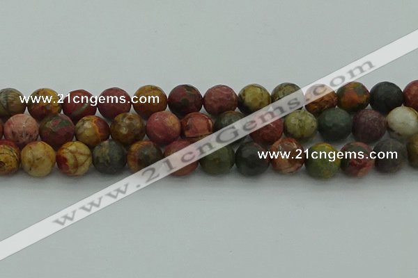 CPJ535 15.5 inches 14mm faceted round picasso jasper beads