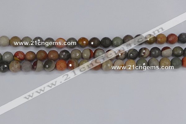 CPJ548 15.5 inches 8mm faceted round polychrome jasper beads