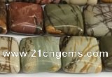 CPJ685 15.5 inches 10*10mm square picasso jasper beads wholesale