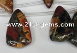 CPJ96 Top-drilled 15*25mm – 16*36mm flat teardrop picasso jasper beads