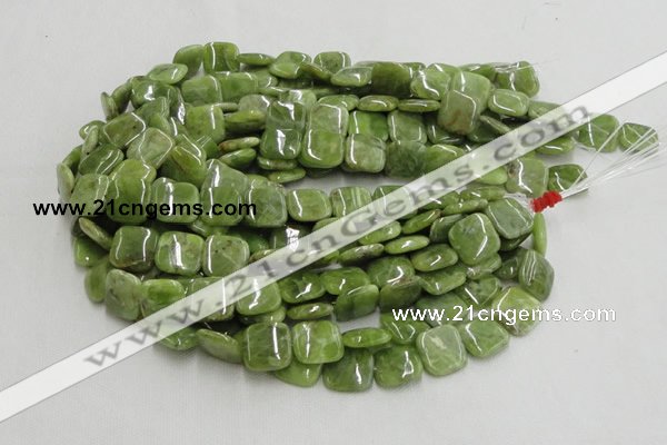 CPO07 15.5 inches 10*10mm square olivine gemstone beads wholesale