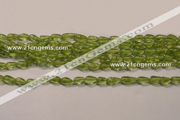 CPO113 15 inches 3.5*5mm teardrop natural peridot beads wholesale