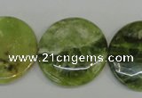 CPO30 15.5 inches 25mm flat round olivine gemstone beads wholesale