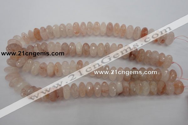 CPQ215 15.5 inches 8*16mm faceted rondelle natural pink quartz beads