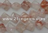 CPQ224 15.5 inches 10*10mm faceted diamond natural pink quartz beads