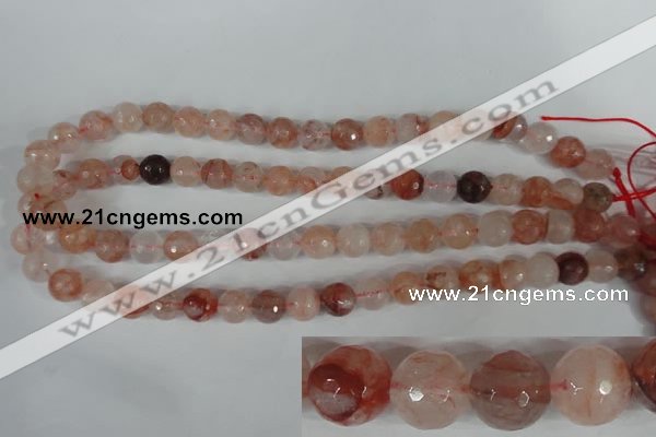 CPQ24 15.5 inches 10mm faceted round natural pink quartz beads
