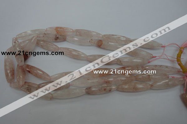 CPQ80 15.5 inches 10*35mm faceted rice natural pink quartz beads