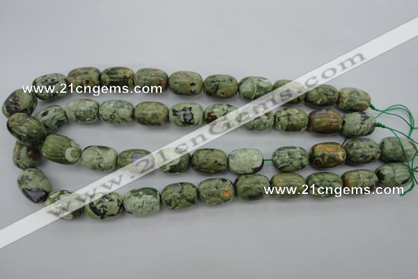 CPS127 15.5 inches 13*18mm drum green peacock stone beads