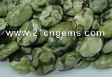 CPS42 15.5 inches 8*12mm oval green peacock stone beads wholesale