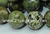 CPS61 15.5 inches 20mm faceted round green peacock stone beads