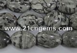 CPT171 15.5 inches 13*18mm oval grey picture jasper beads