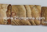 CPT265 15.5 inches 25*35mm flat tube picture jasper beads wholesale