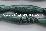 CPT307 15.5 inches 12*40mm rice green picture jasper beads