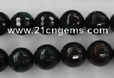 CPT404 15.5 inches 12mm faceted round green picture jasper beads