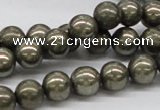 CPY07 16 inches 10mm round pyrite gemstone beads wholesale