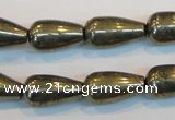 CPY134 15.5 inches 10*18mm teardrop pyrite gemstone beads wholesale