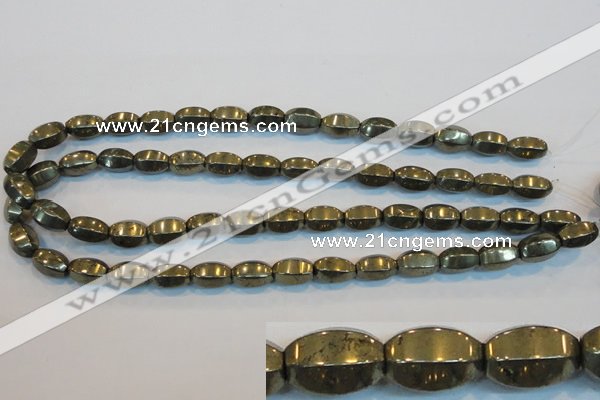 CPY144 15.5 inches 8*14mm rice pyrite gemstone beads wholesale