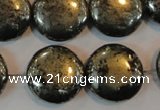 CPY305 15.5 inches 20mm flat round pyrite gemstone beads wholesale