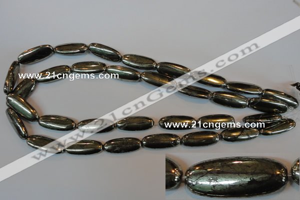CPY311 15.5 inches 10*25mm oval pyrite gemstone beads wholesale