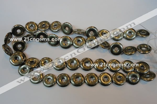CPY339 15.5 inches 18mm donut pyrite gemstone beads wholesale