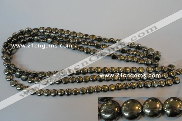 CPY35 16 inches 8mm coin pyrite gemstone beads wholesale