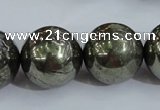 CPY409 15.5 inches 20mm round pyrite gemstone beads wholesale