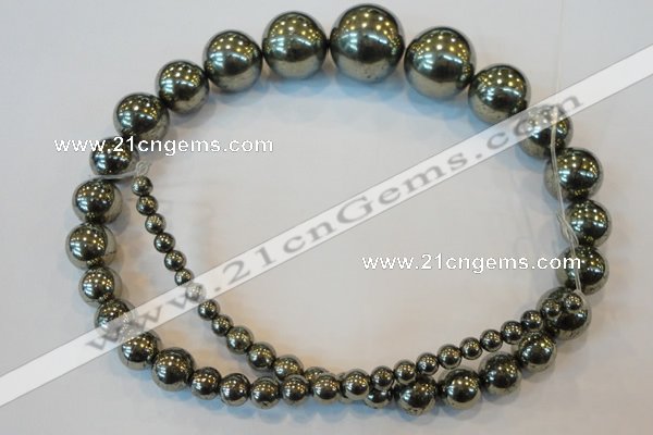 CPY74 15.5 inches 4mm - 18mm round pyrite gemstone beads wholesale