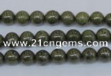 CPY750 15.5 inches 4mm round pyrite gemstone beads wholesale