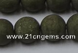 CPY819 15.5 inches 16mm round matte pyrite beads wholesale