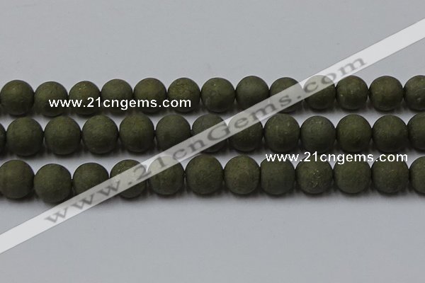 CPY819 15.5 inches 16mm round matte pyrite beads wholesale