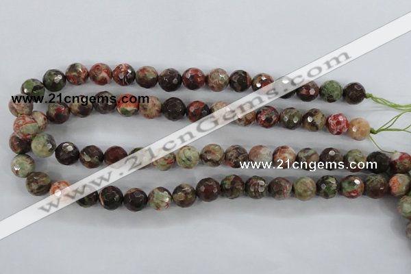 CRA103 15.5 inches 12mm faceted round rainforest agate gemstone beads