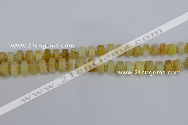 CRB1239 15.5 inches 6*10mm tyre matte yellow opal gemstone beads
