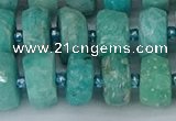 CRB1372 15.5 inches 6*12mm faceted rondelle amazonite beads