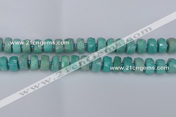 CRB1373 15.5 inches 7*14mm faceted rondelle amazonite beads