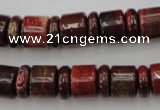 CRB140 15.5 inches 6*12mm & 10*12mm rondelle brecciated jasper beads