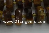 CRB1432 15.5 inches 6*12mm faceted rondelle yellow tiger eye beads