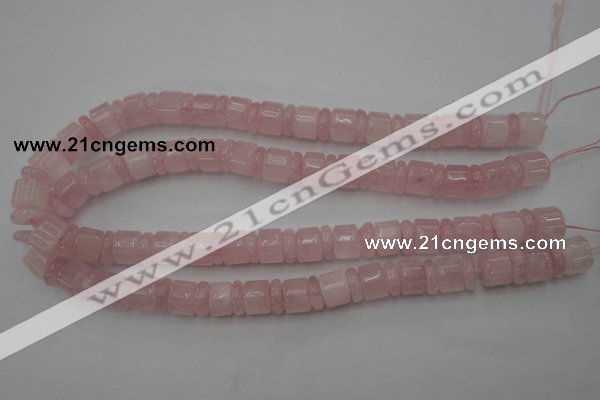 CRB149 15.5 inches 6*12mm & 10*12mm rondelle rose quartz beads