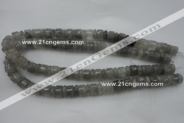 CRB178 15.5 inches 4*12mm – 8*12mm rondelle cloudy quartz beads