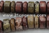 CRB191 15.5 inches 6*16mm – 10*16mm rondelle red artistic jasper beads