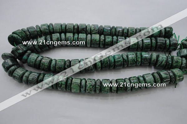 CRB192 15.5 inches 6*16mm – 10*16mm rondelle green picture jasper beads