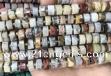 CRB2181 15.5 inches 11mm - 12mm faceted tyre crazy lace agate beads