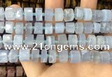 CRB2186 15.5 inches 9mm - 10mm faceted tyre blue chalcedony beads