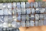 CRB2189 15.5 inches 12mm - 13mm faceted tyre blue chalcedony beads