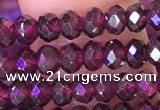 CRB3158 15.5 inches 2.5*4mm faceted rondelle tiny red garnet beads