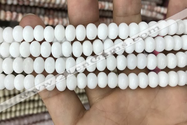 CRB4071 15.5 inches 5*8mm rondelle white porcelain beads wholesale