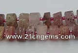 CRB460 15.5 inche 6*10mm tyre matte strawberry quartz gemstone beads