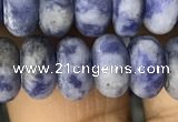 CRB5057 15.5 inches 5*8mm rondelle matte blue spot stone beads