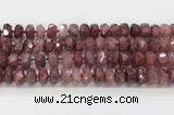 CRB5660 15.5 inches 7*11mm-9*13mm faceted rondelle strawberry quartzbeads wholesale